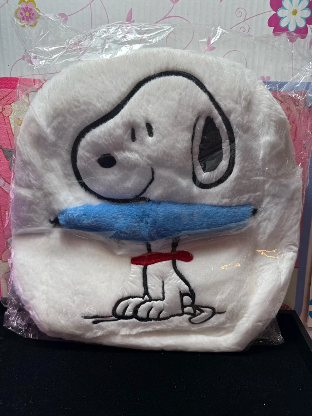 Snoopy Plush Dog Back pack in White and Blue - Back Pack 13x13 inches
